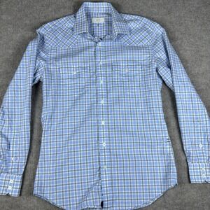 Rye 51 Shirt Mens Small Blue Plaid Button Down Long Sleeve Casual Western